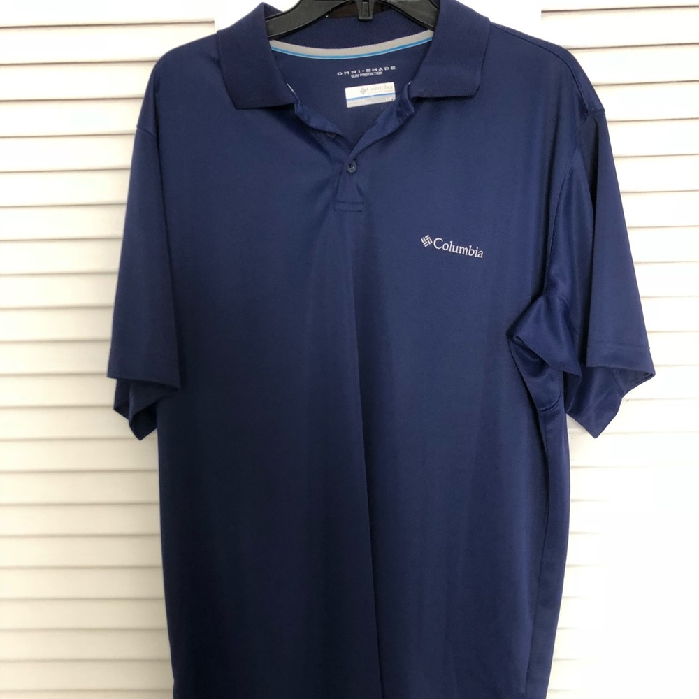 MEN’S dark blue Columbia Omni Shade Polo